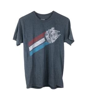Star Wars Millenium Falcon Red White & Blue Fly By T-Shirt‎ Mens S